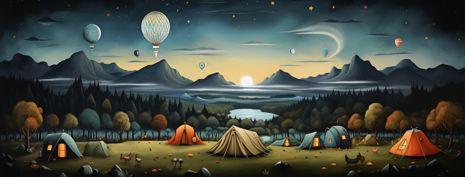 Preview for Camping Night Landscape Stock Background