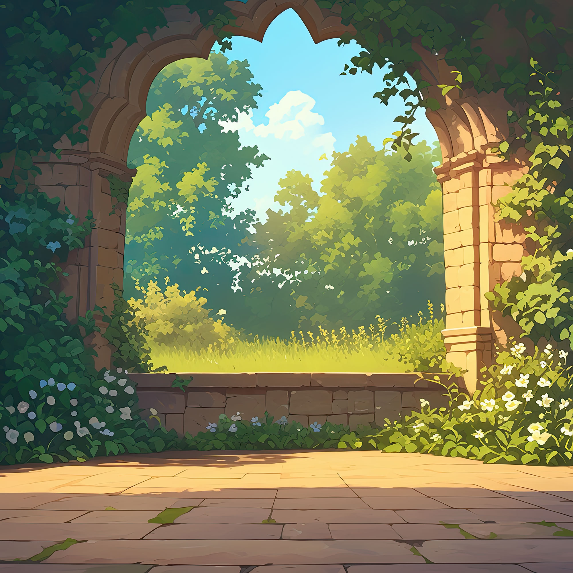 Preview for Serene-garden-archway-scene-nature-backdrop-background-66172