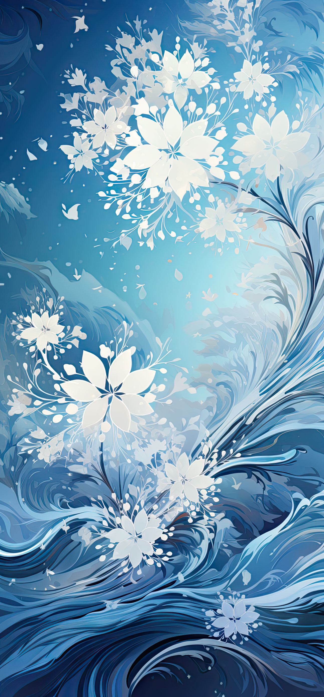 Preview for Blue-floral-wave-art-christmas-phone-background-06107