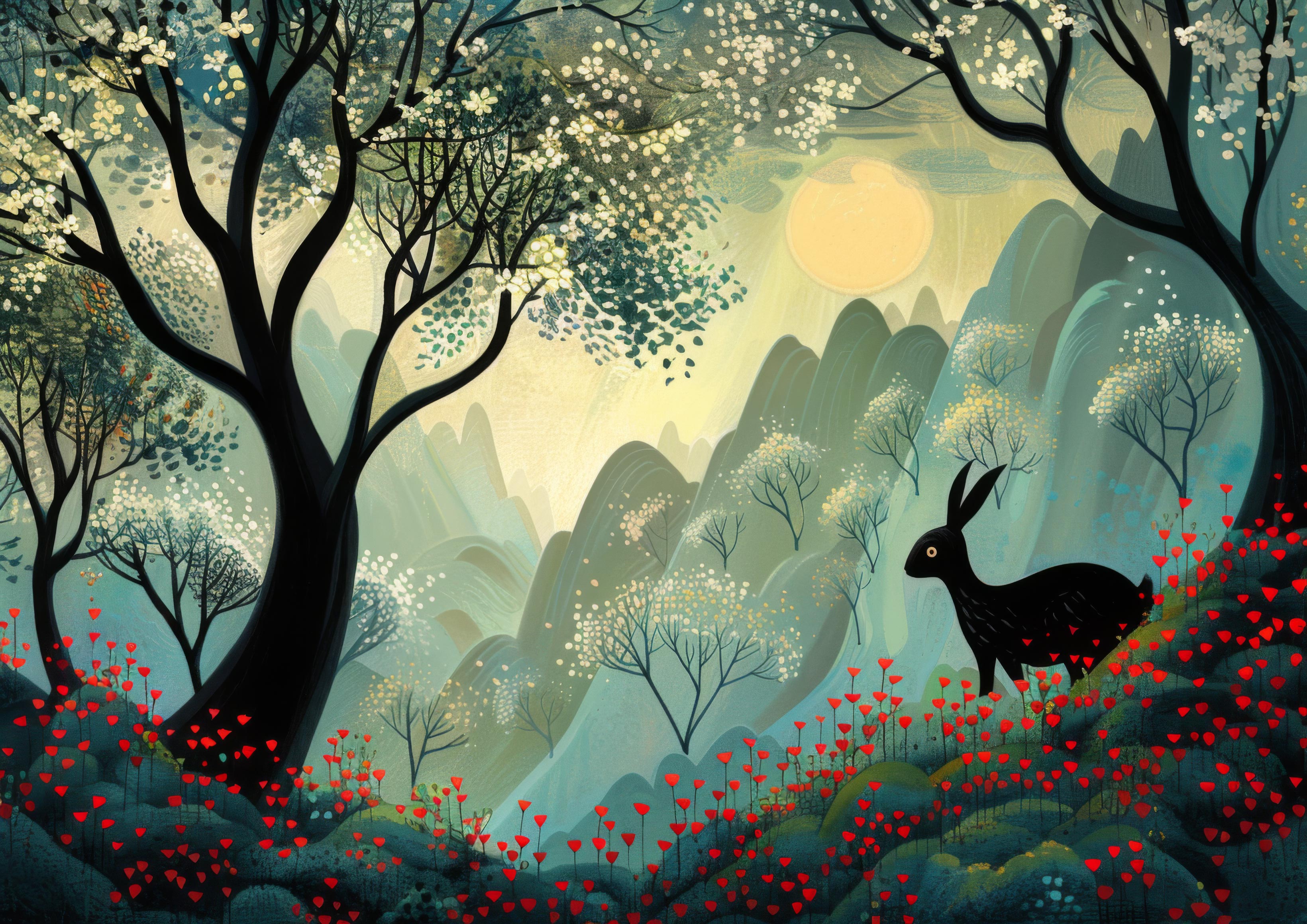 Preview for Serene-forest-landscape-with-deer-easter-background-3a937