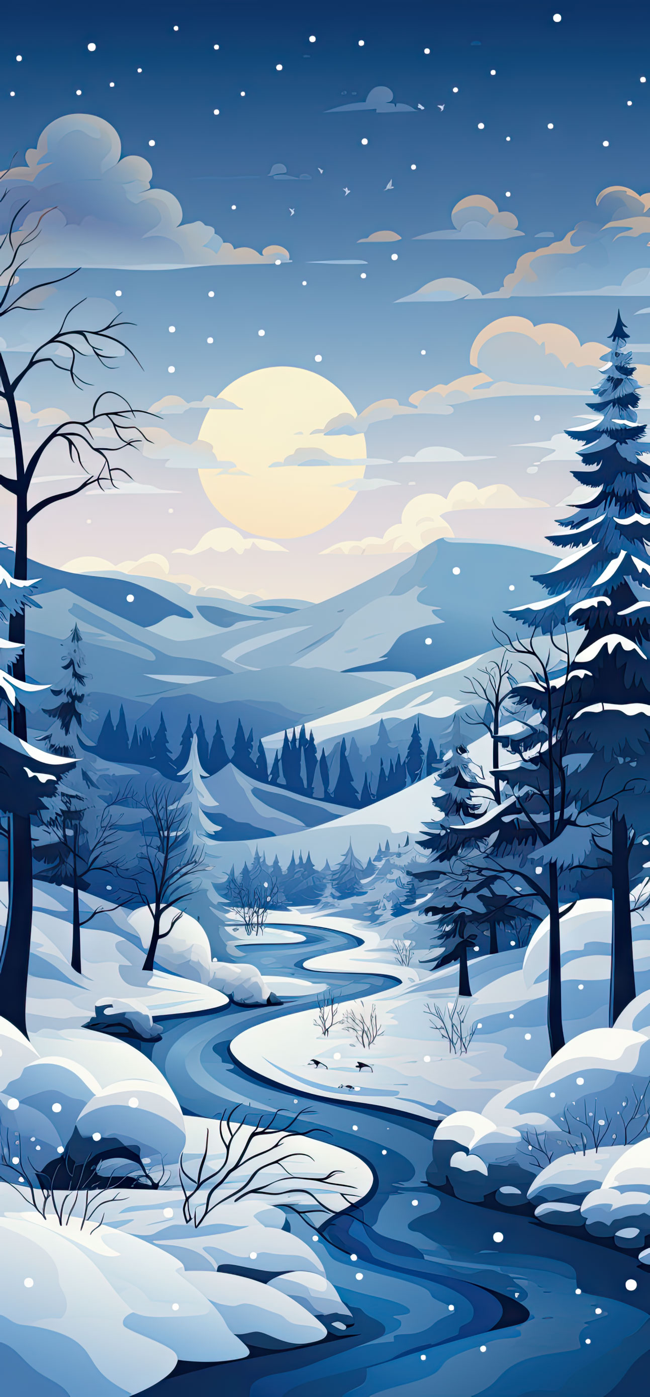 Preview for Serene-winter-landscape-illustration-christmas-phone-background-23843