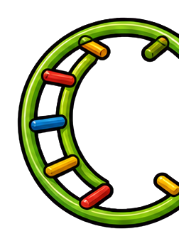Green climbing ring with colorful grips on a black background.