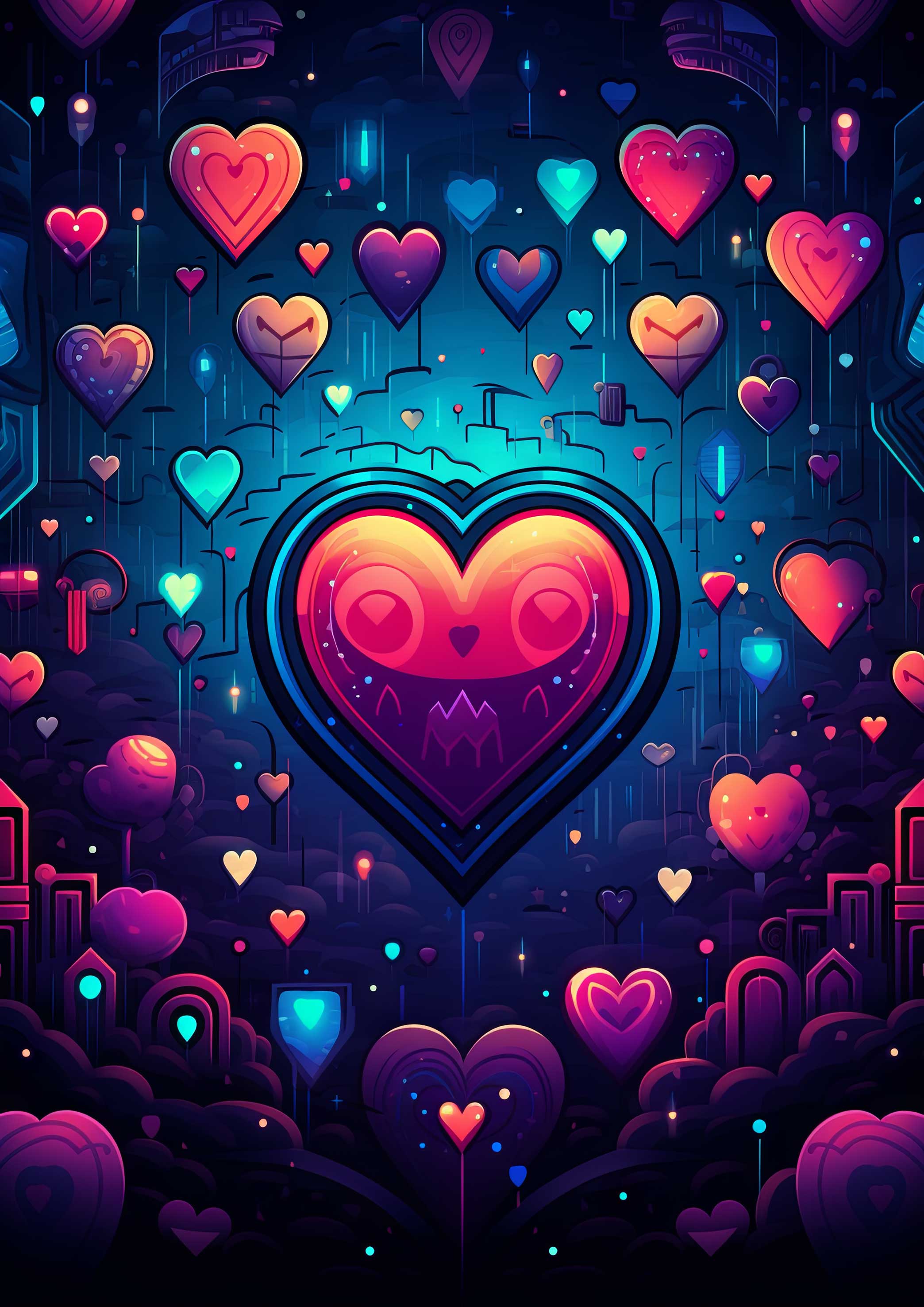 Preview for Digital-heartbeat-art-template-love-background-41149
