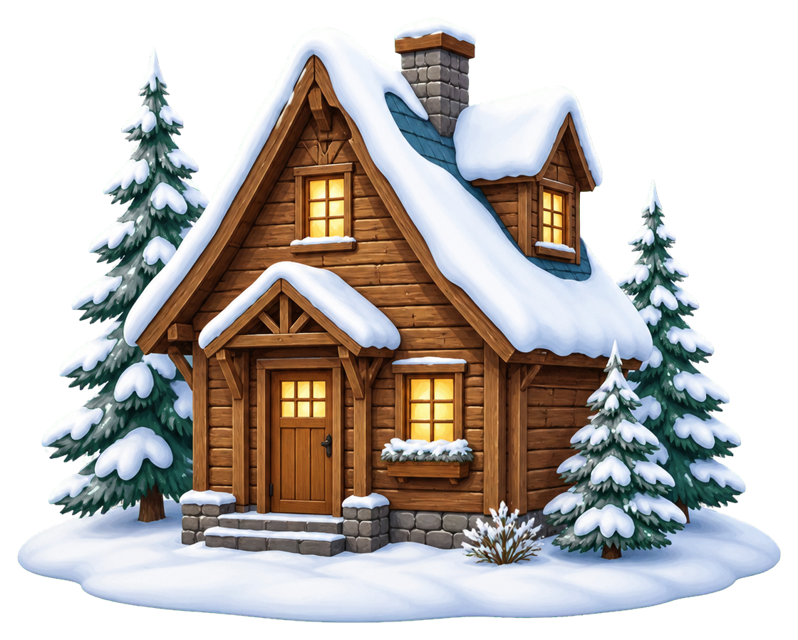 Preview for Snowy Cabin Sticker For Winter Designs