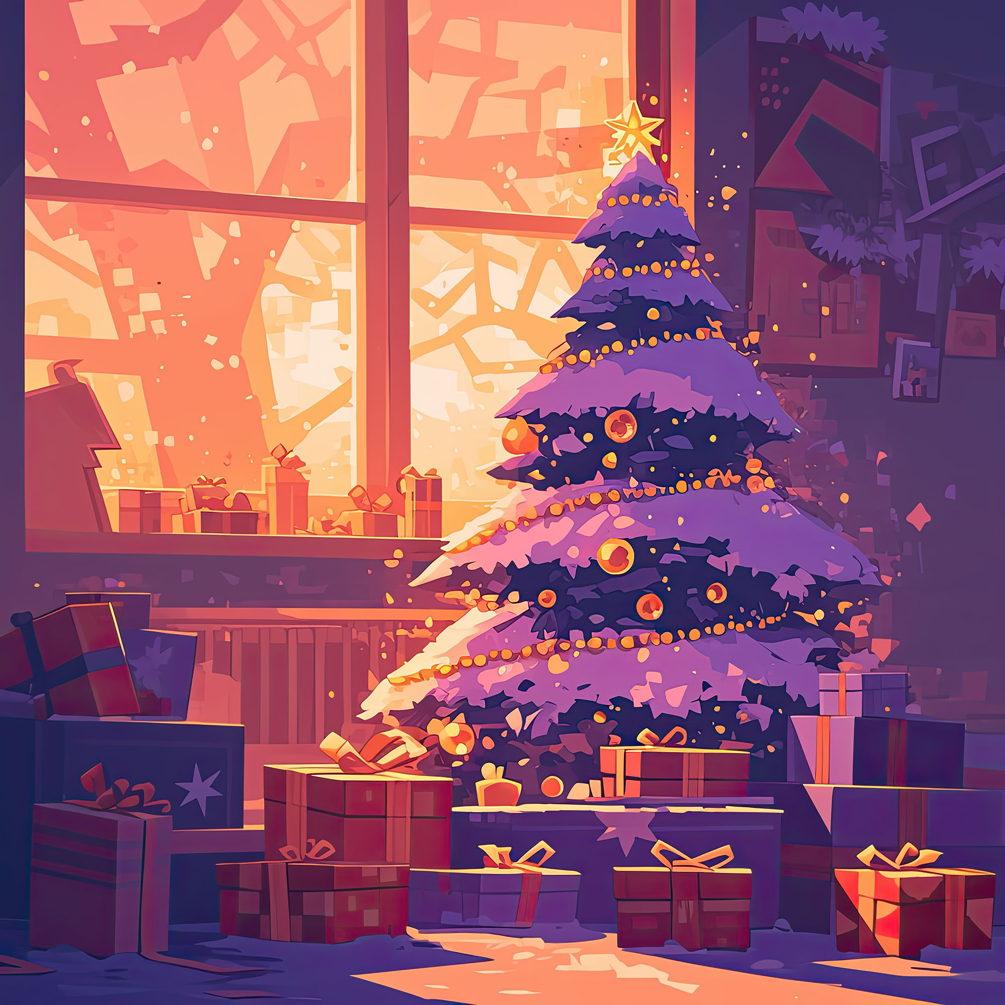 Preview for Christmas-tree-gifts-snowy-window-christmas-backdrop-background-891a0