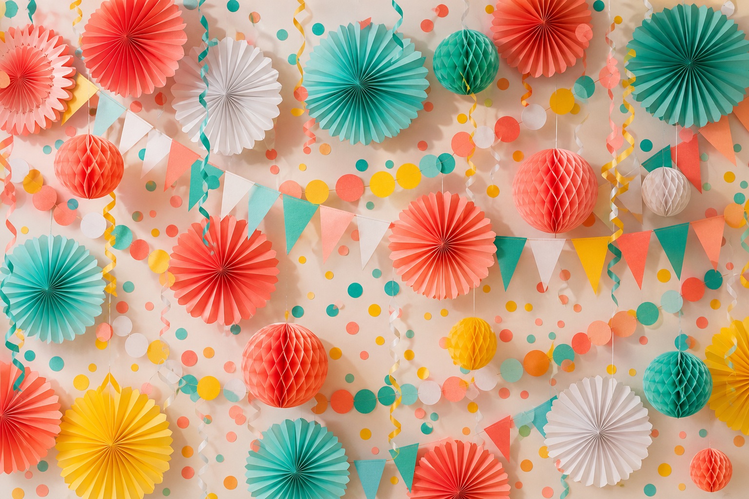 Preview for Birthday Party Background With Festive Paper Decor