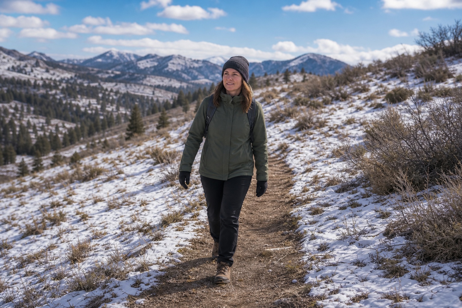 Preview for Snow Dusted Hiking Path Background