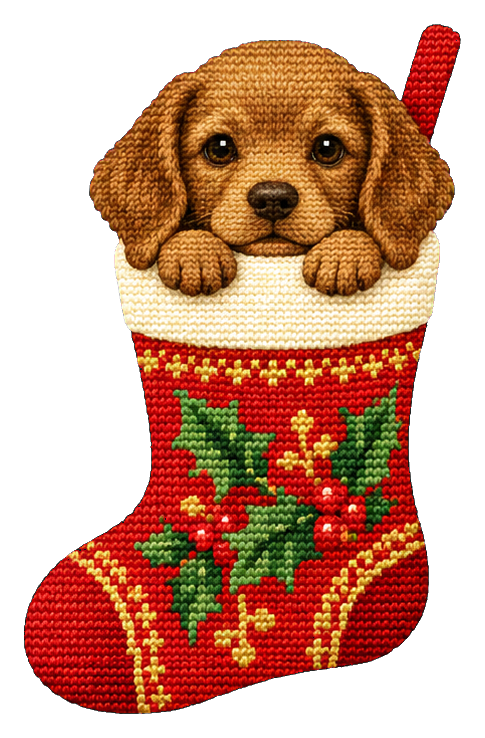 Preview for Puppy Peeking From A Stocking