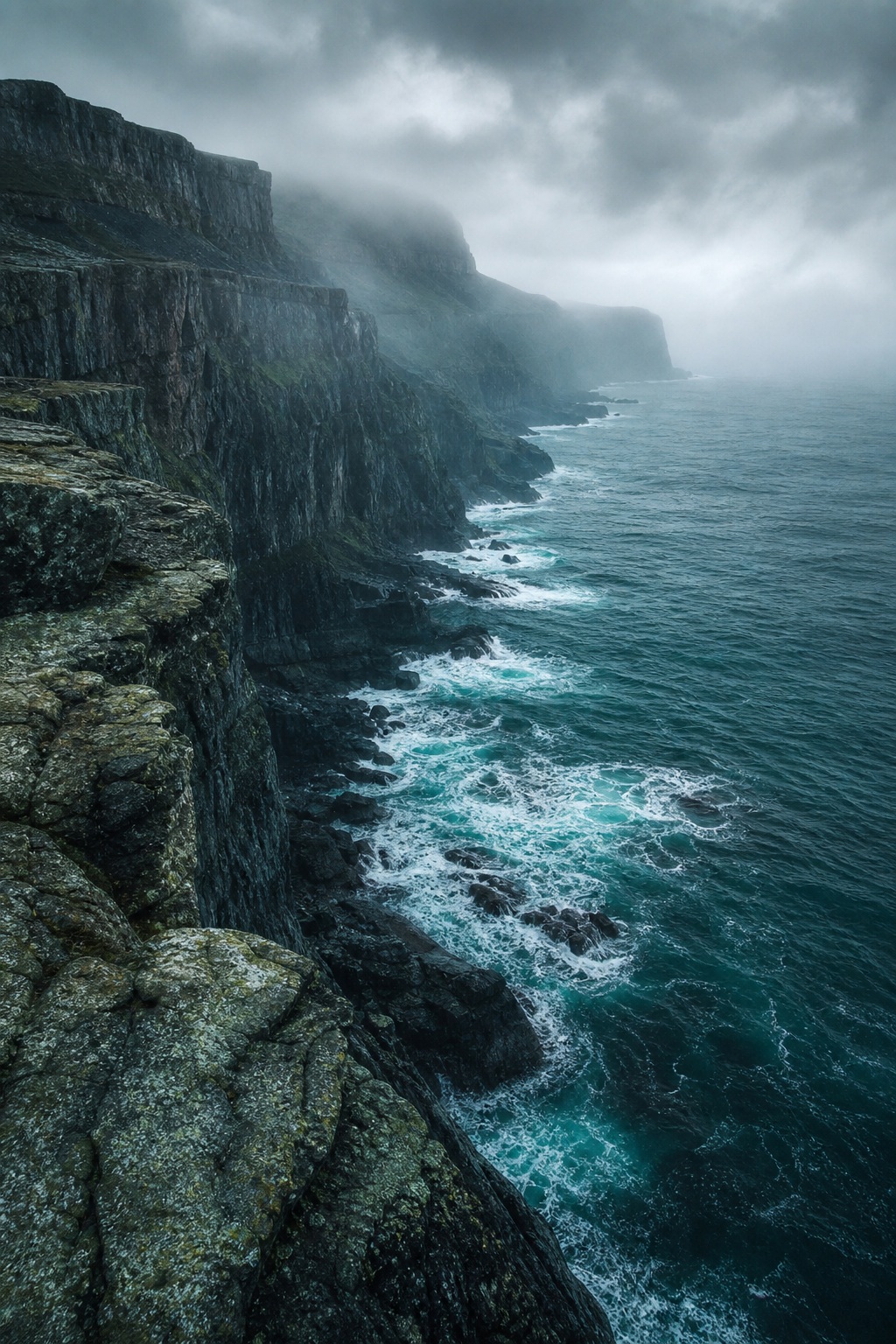 Preview for Deep Teal Coastal Cliffs Stock Background