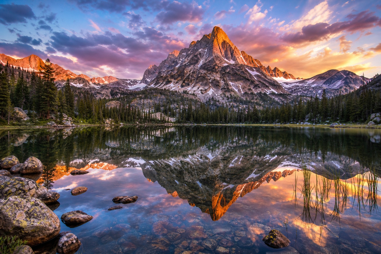 Preview for Mountain Lake Reflection Stock Background