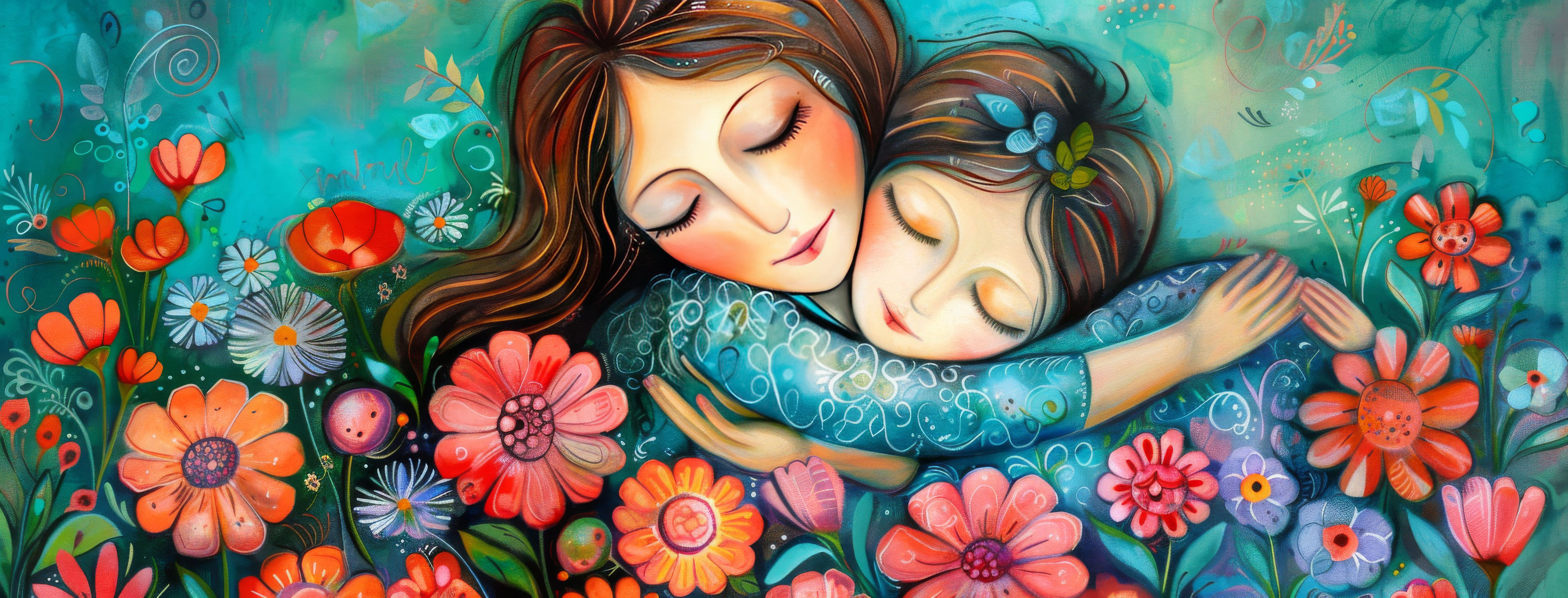 Preview for Mother-child-floral-slumber-mothers-day-background-19b44