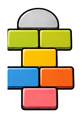 Colorful blank hopscotch tile made of stacked rounded rectangles on a black background.