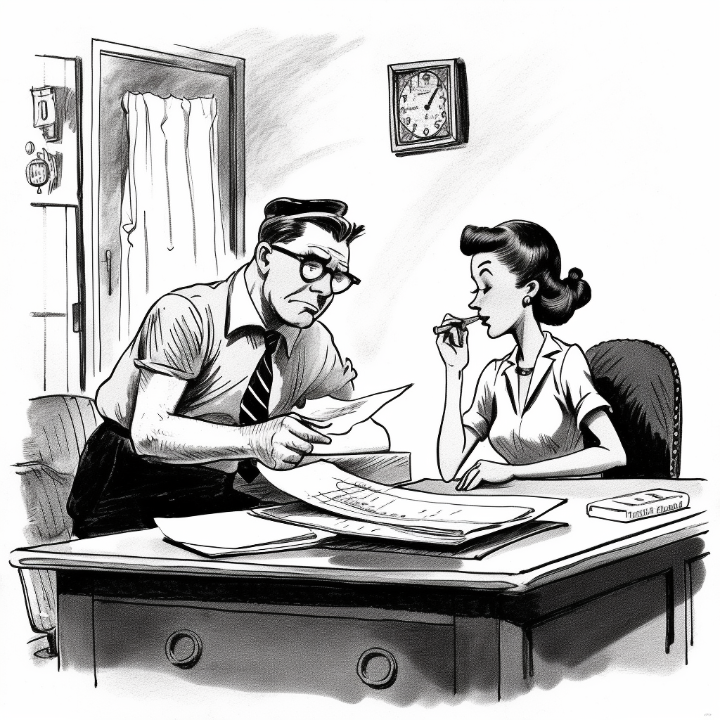 Preview for Office-discussion-scene-vintage-meme-background-45420