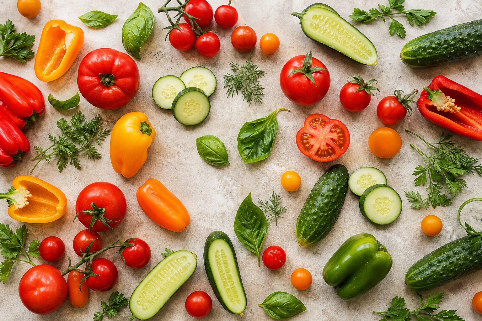 Preview for Summer Vegetable Scatter Stock Background