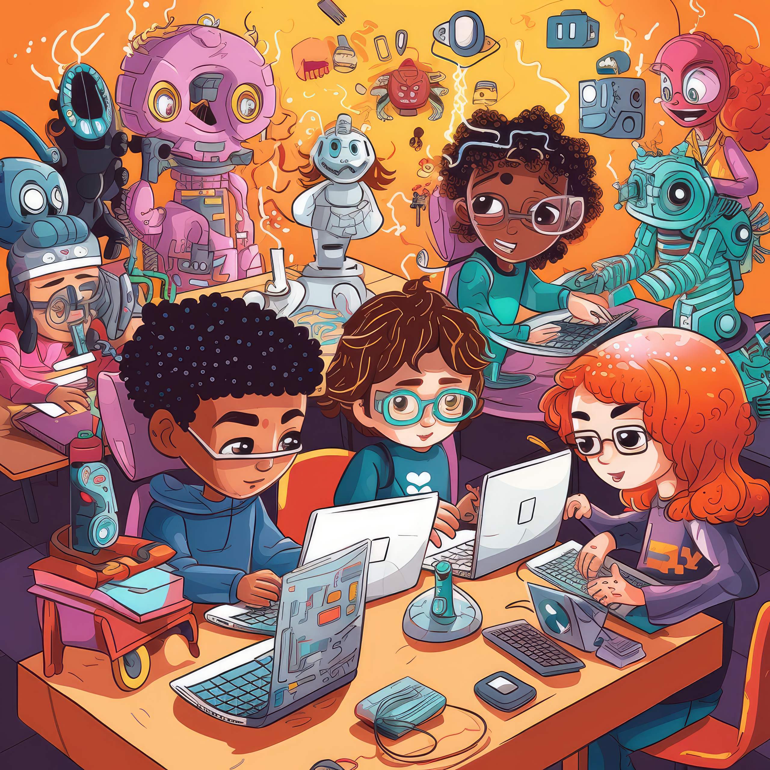 Preview for Kids-coding-together-anime-background-0670d