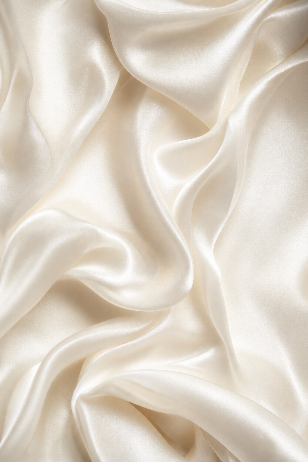Soft ivory silk fabric cascading in smooth vertical folds