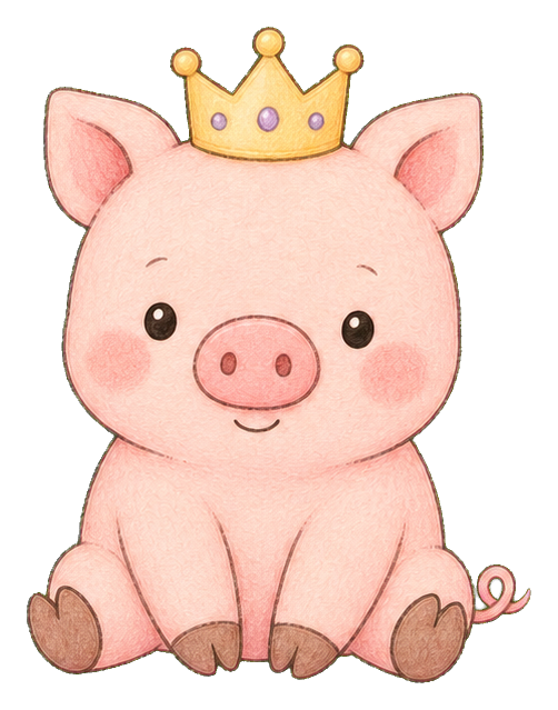 Preview for Kawaii Pig With Crown Sticker