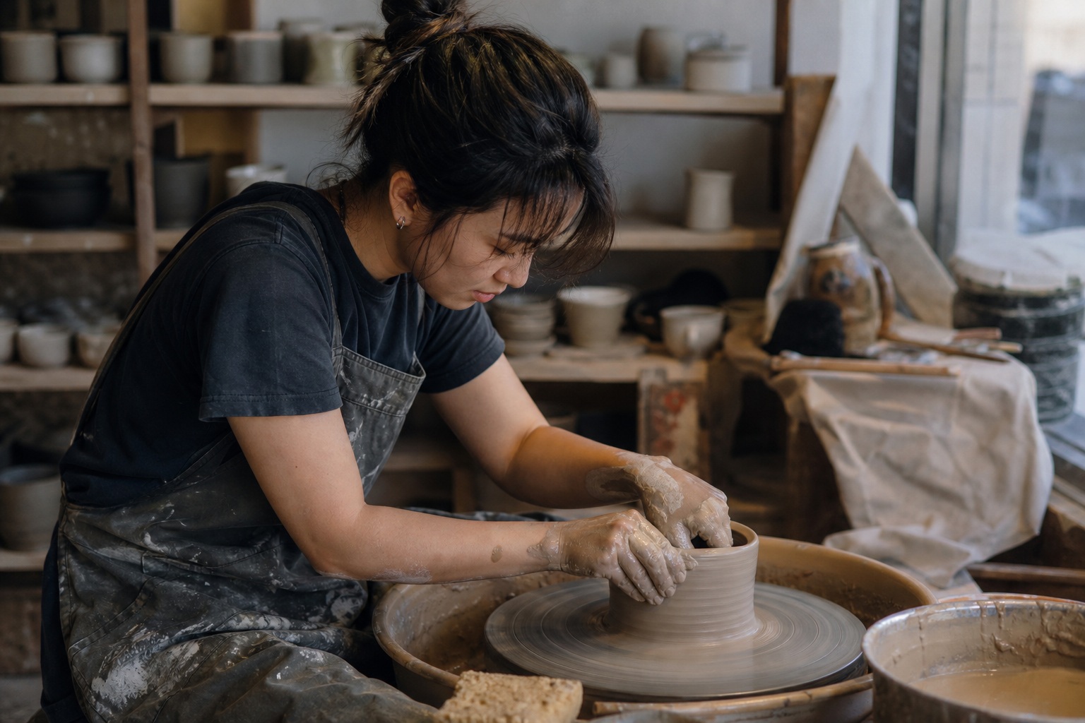 Preview for Pottery Studio Background Stock Image