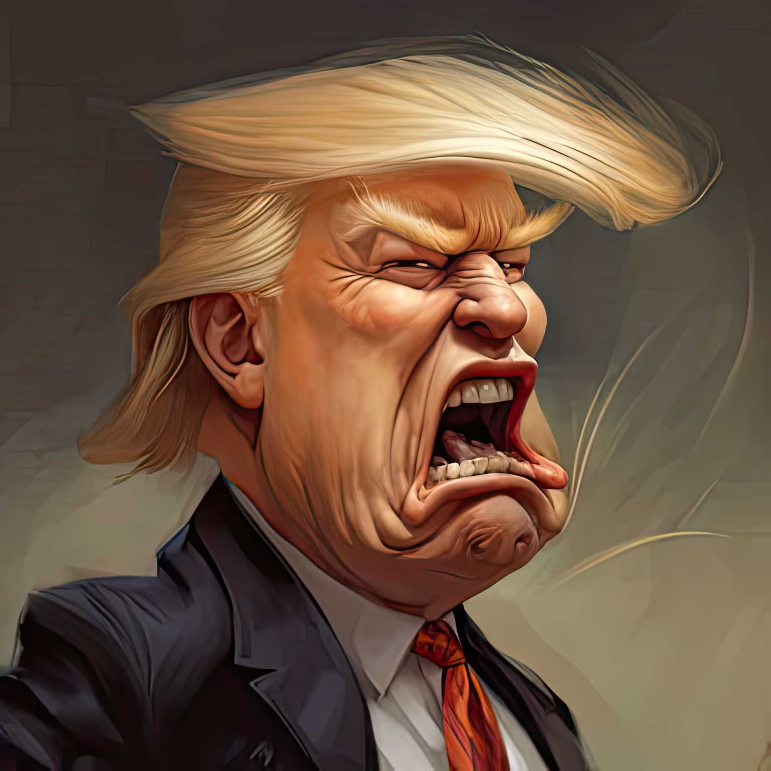 Caricature of Donald Trump with an angry face