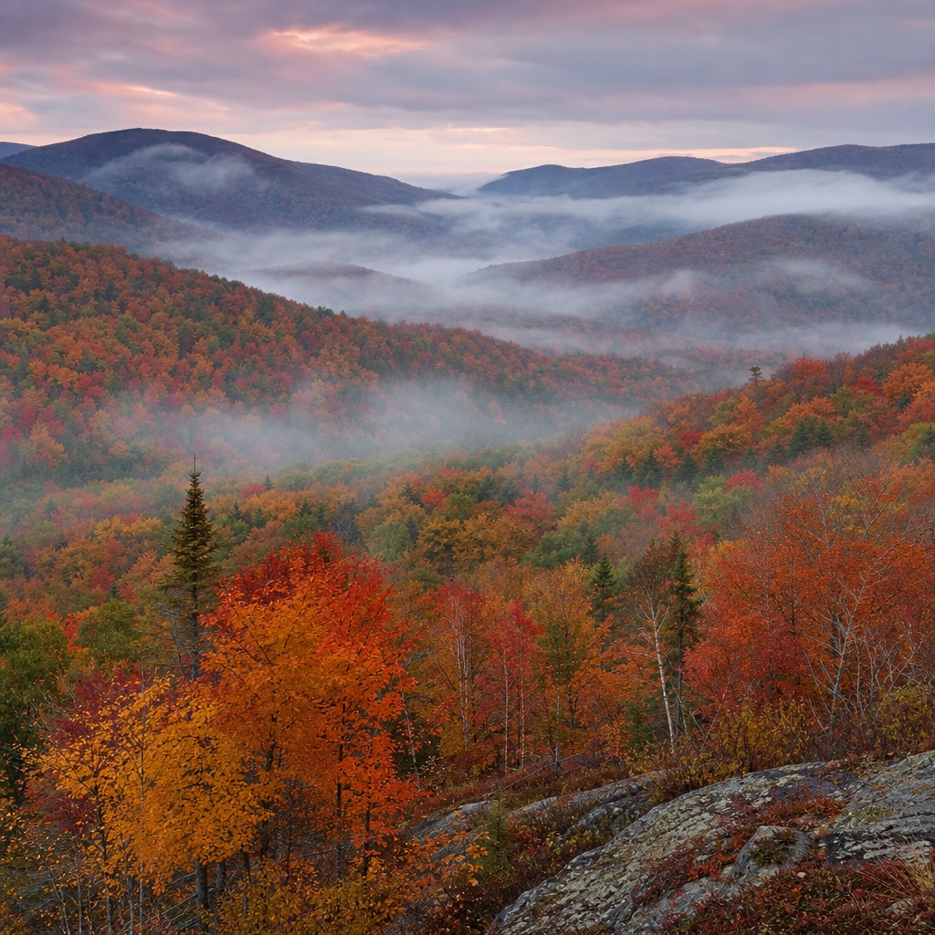 Preview for Misty Fall Mountain Valley Background