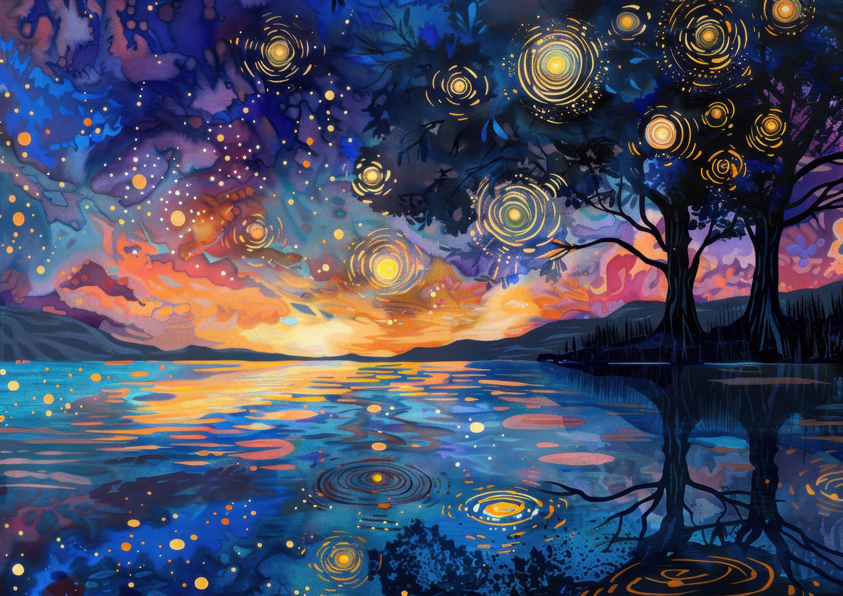 Preview for Cosmic-tree-by-lake-astrophotography-photo-background-8ab81