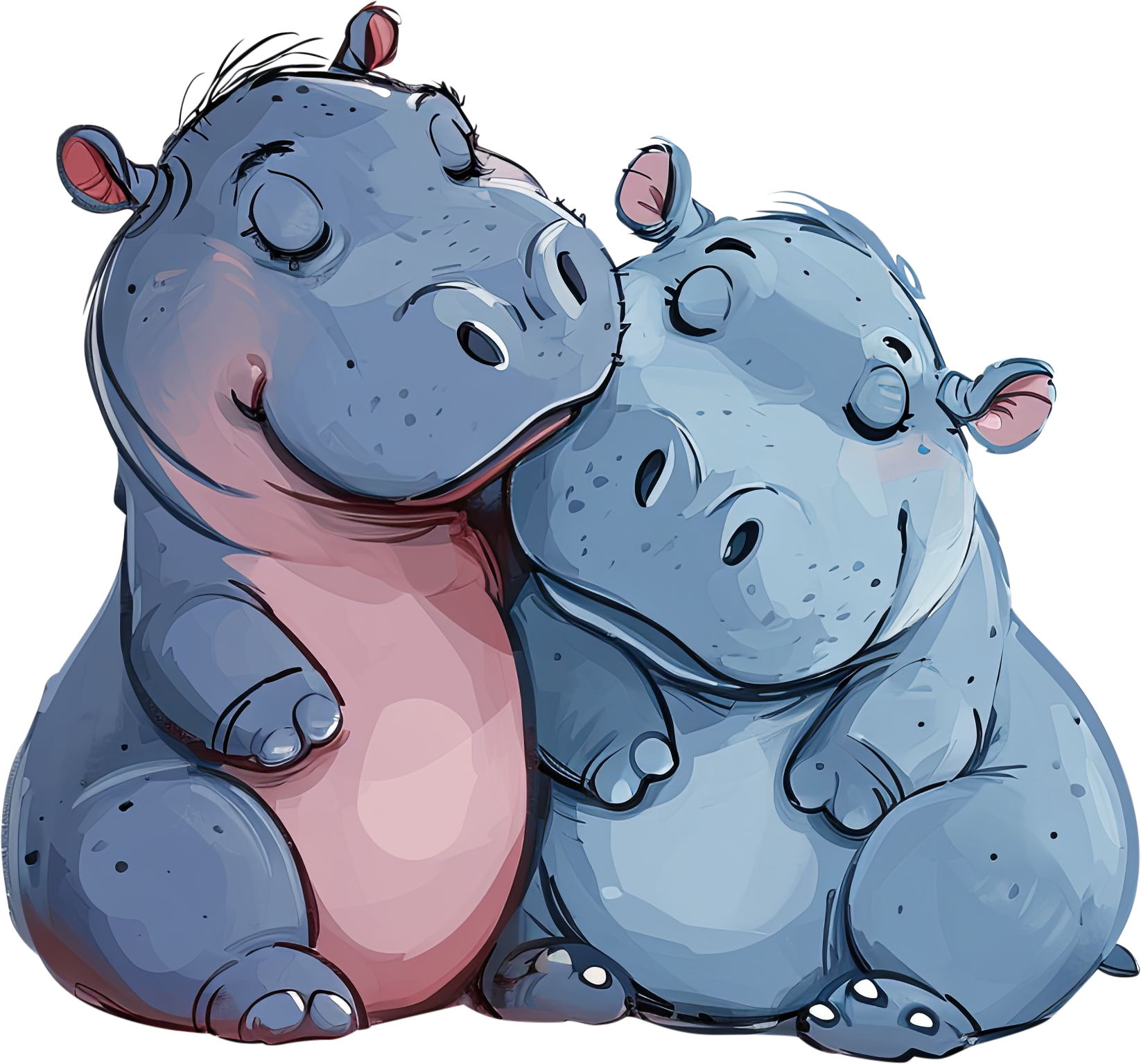 Preview for Cuddly-hippos-illustration-love-characters-sticker-eaa22