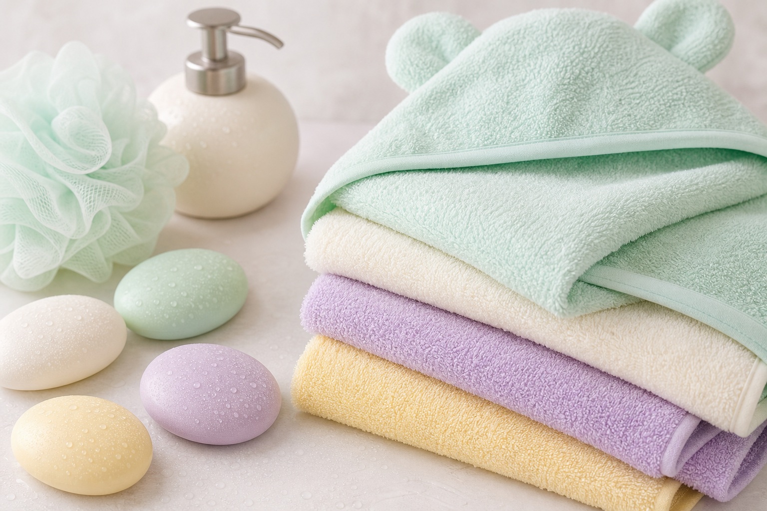 Preview for Pastel Baby Bath Towels Stock Background