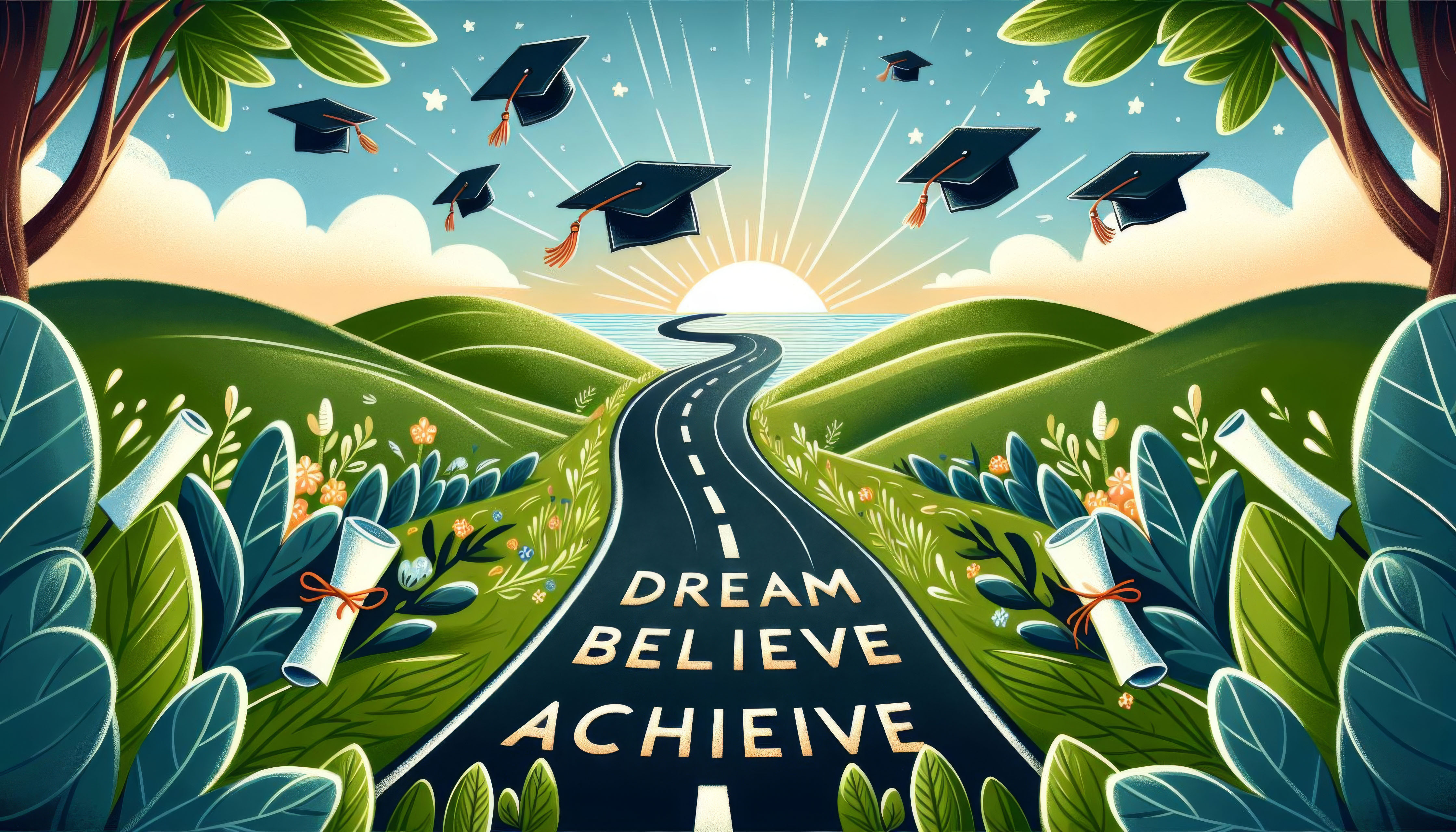 Preview for Dream-believe-achieve-graduation-path-background-6f6c9