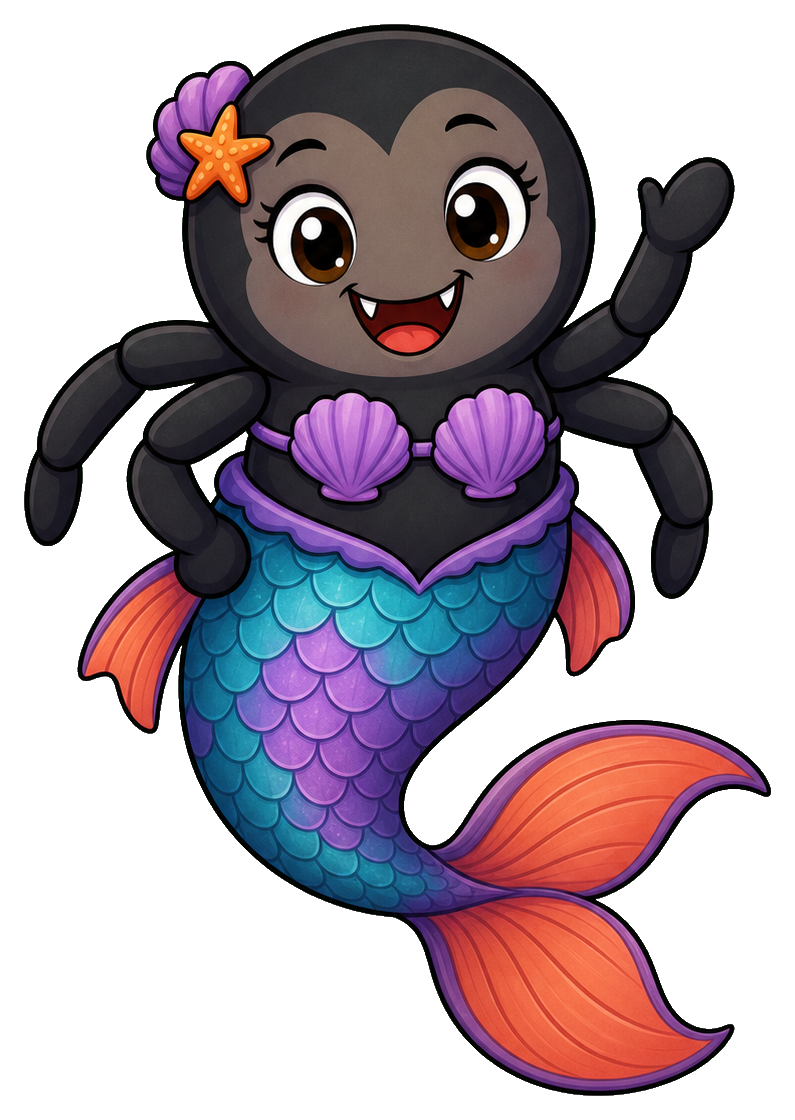 Preview for Cute Mermaid Spider Sticker