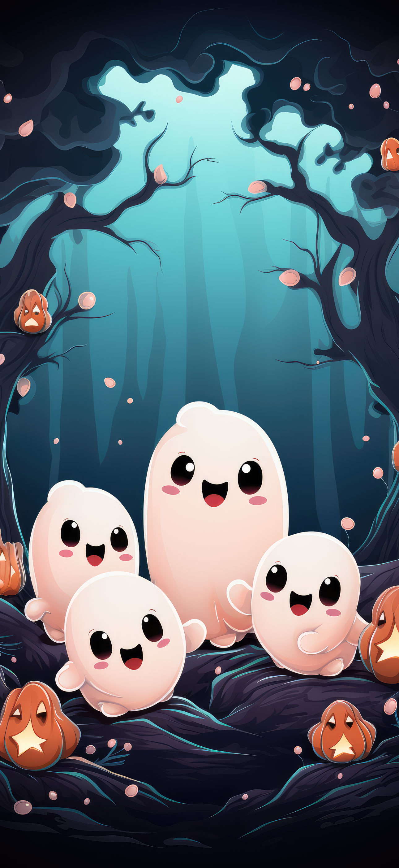 Preview for Friendly-ghosts-spooky-forest-halloween-phone-background-b2823