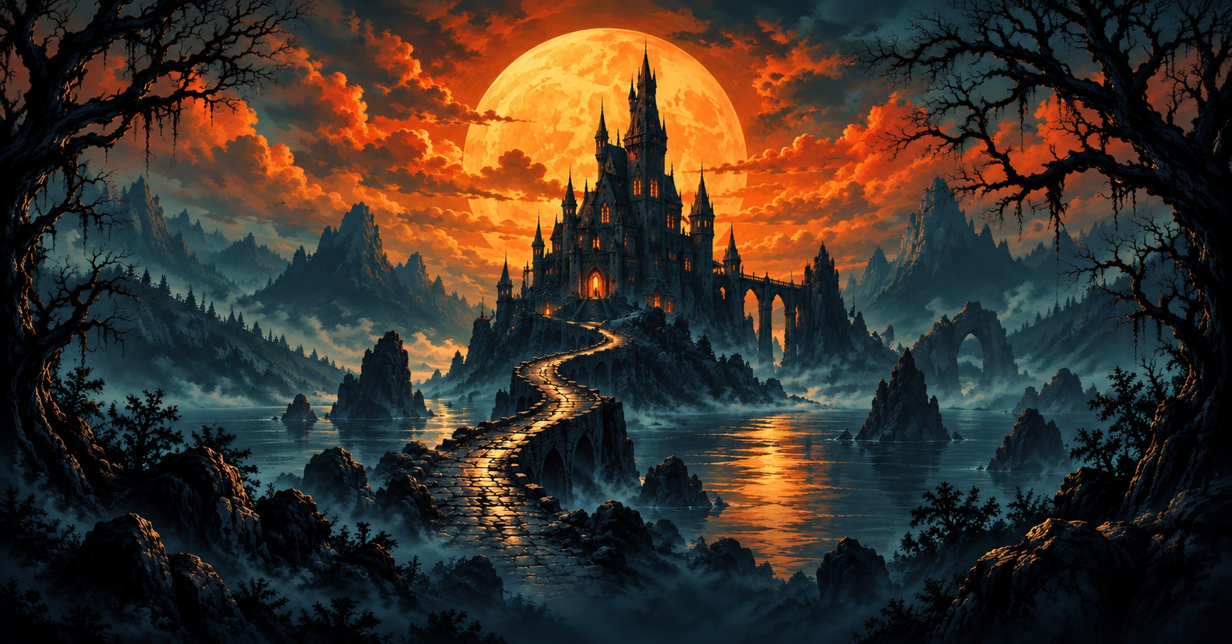 Preview for Cinematic Haunted Castle Wide Landscape Background