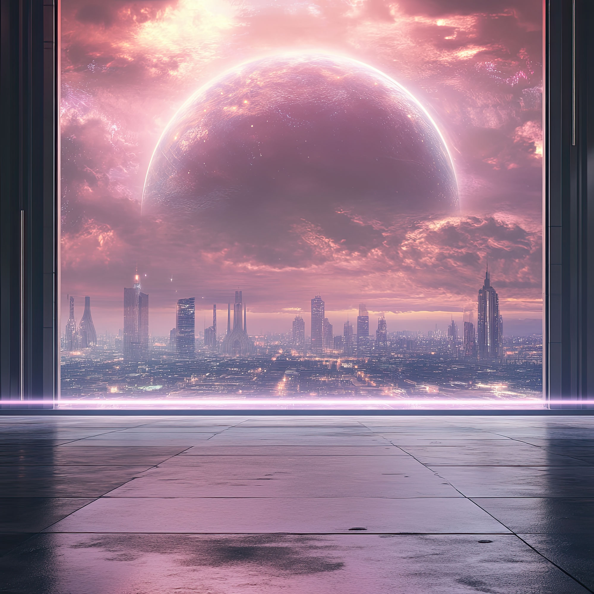 Preview for Futuristic-pink-planet-cityscape-sci-fi-backdrop-background-2404e