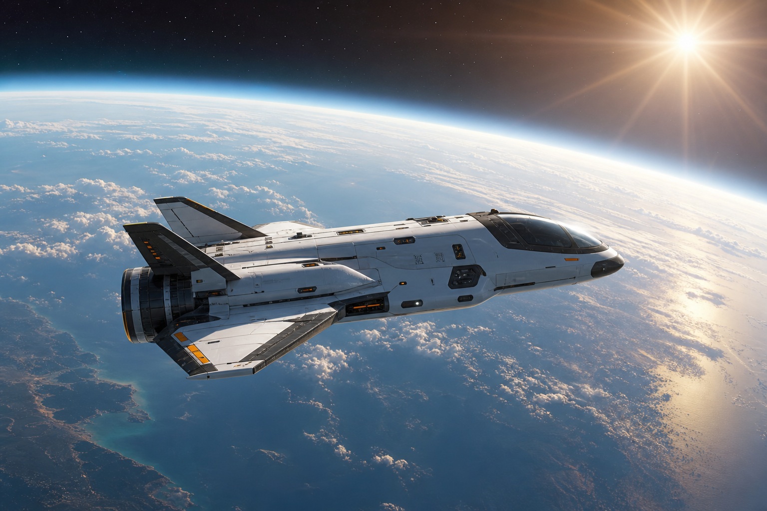 Preview for Orbital Shuttle Sunlit Stock Background