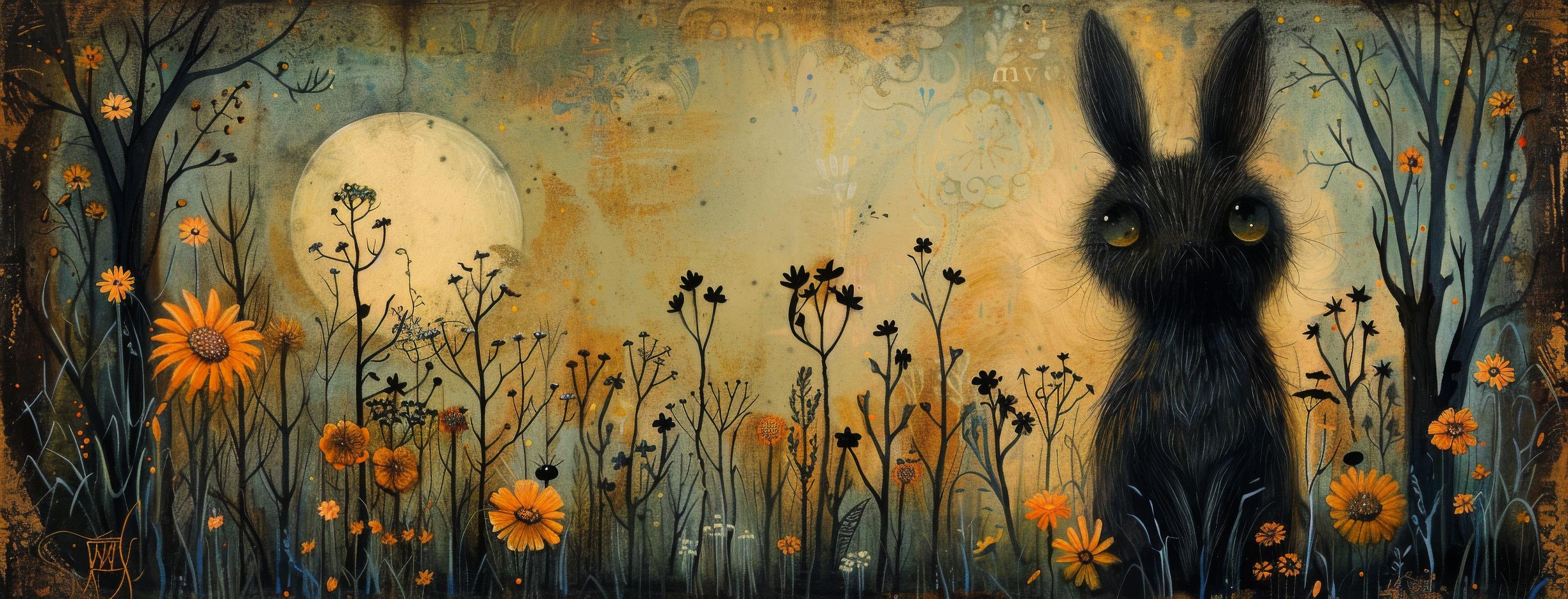 Preview for Mysterious-rabbit-moonlit-field-easter-facebook-background-0bba0