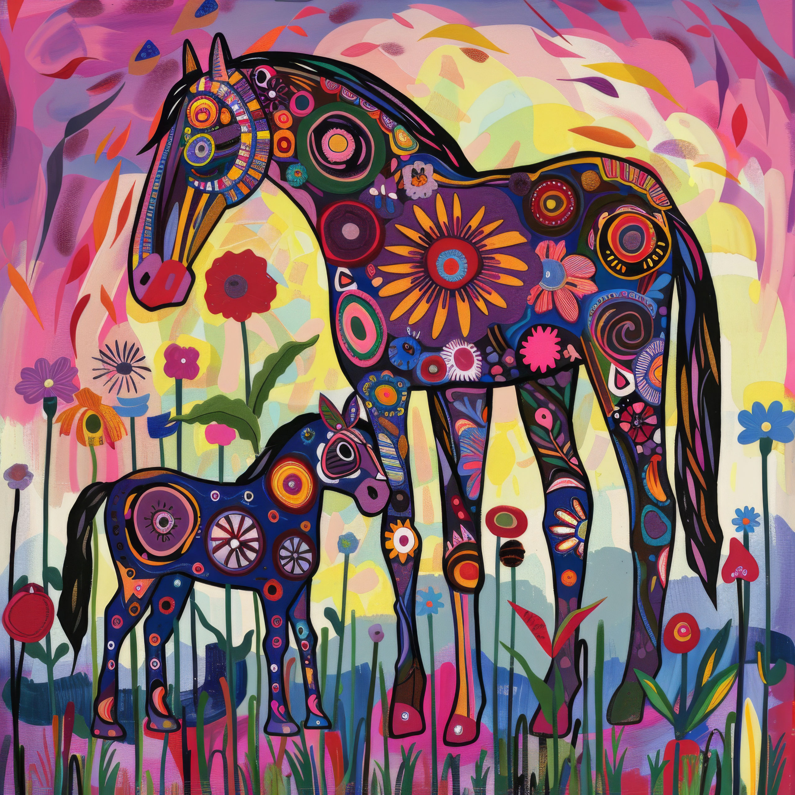 Preview for Floral-horses-art-mothers-day-background-b2b8e