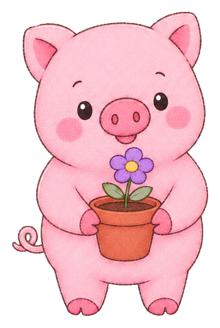Preview for Kawaii Pig With Flowerpot Sticker