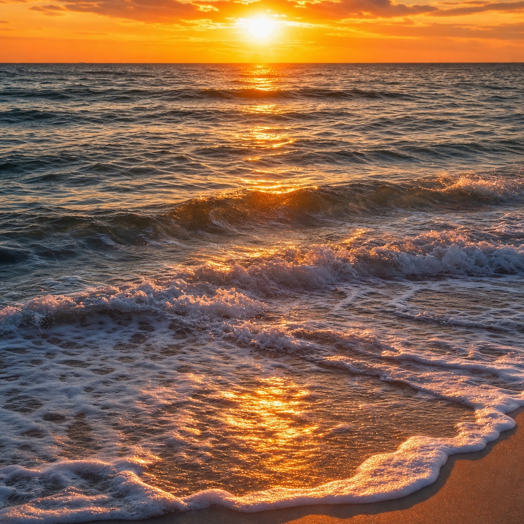 Preview for Ocean Sunset Wave Glow Background