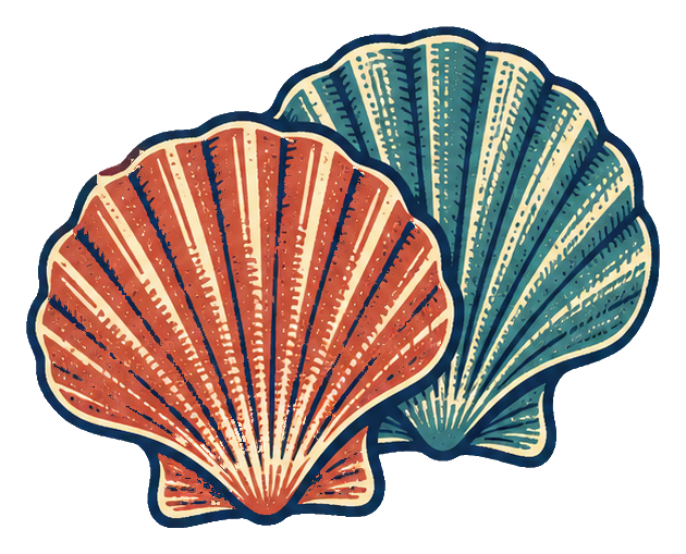 Preview for Linocut Seashells Shell Pair