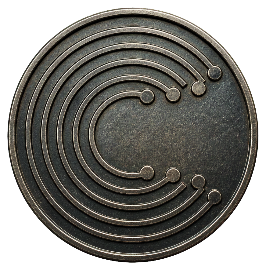 Preview for Laser-etched Circuit Arc Coin Sticker