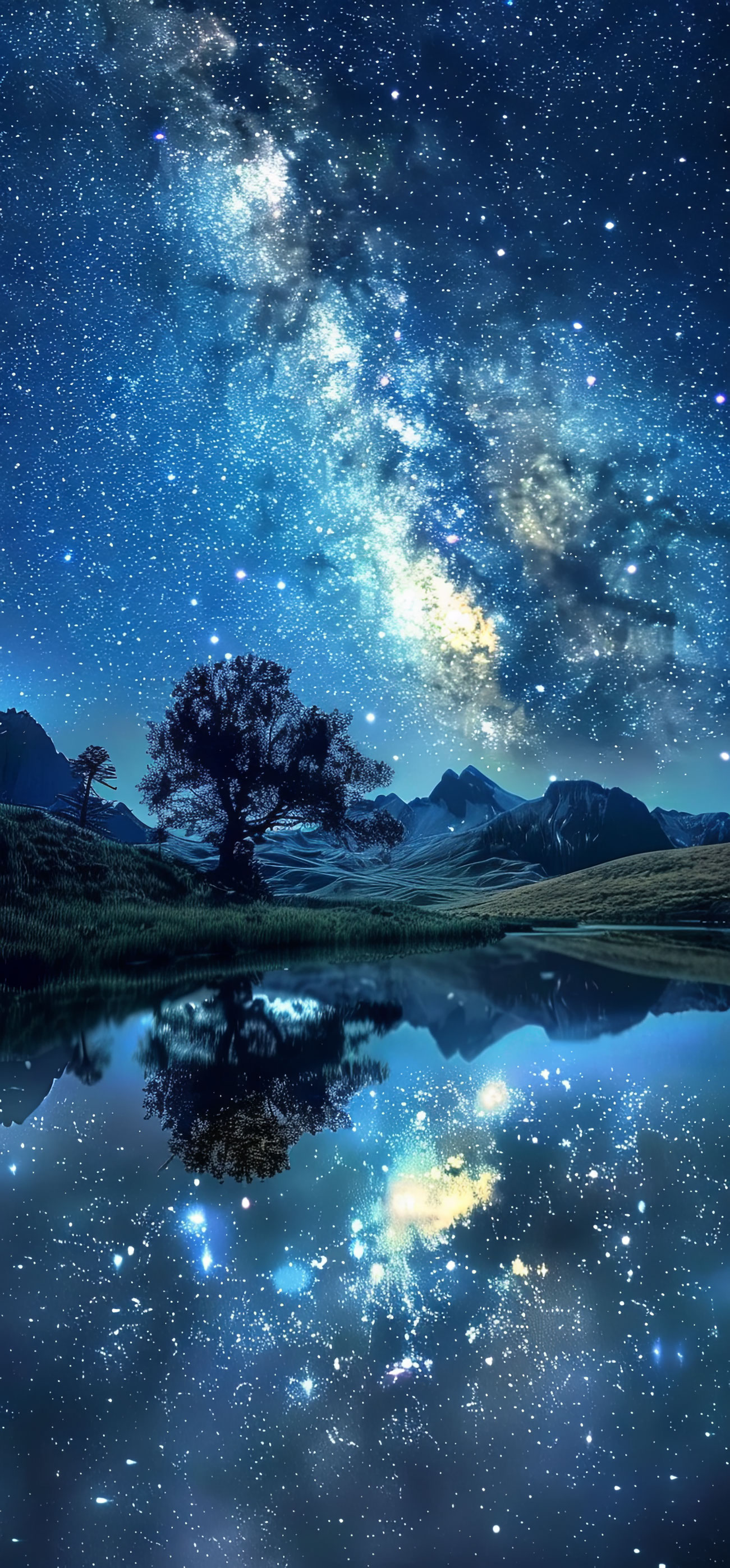 Preview for Night-sky-reflection-landscape-astrophotography-phone-background-a1b2c
