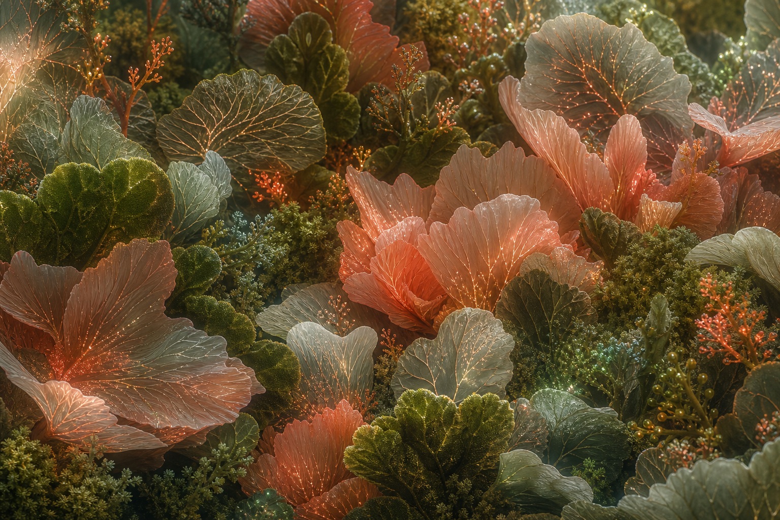 Preview for Coral Moss Bioluminescent Botanical Background