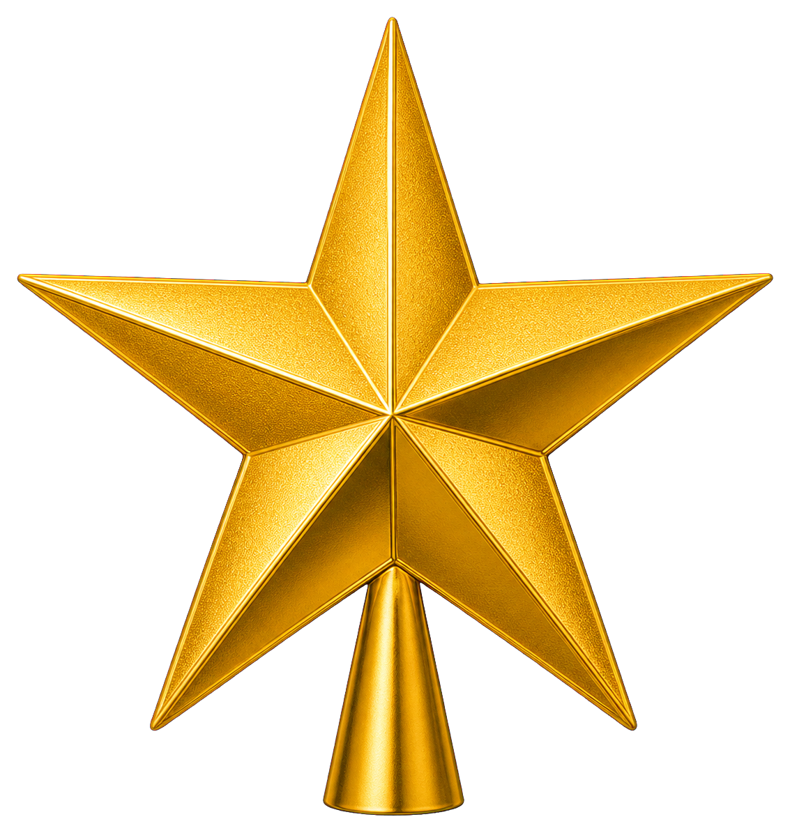 Gold five-point star tree topper with a small base