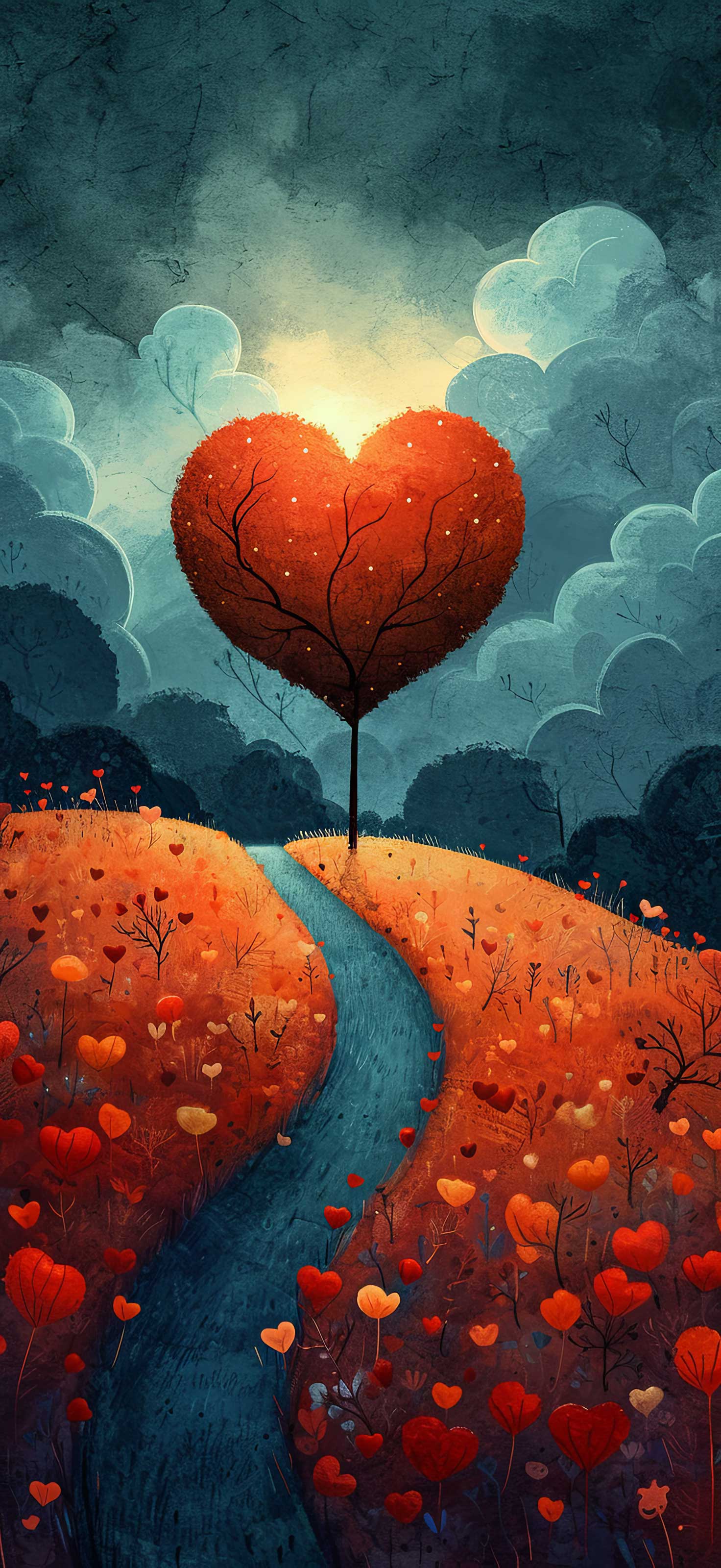 Preview for Surreal-heart-tree-landscape-heart-phone-background-246db