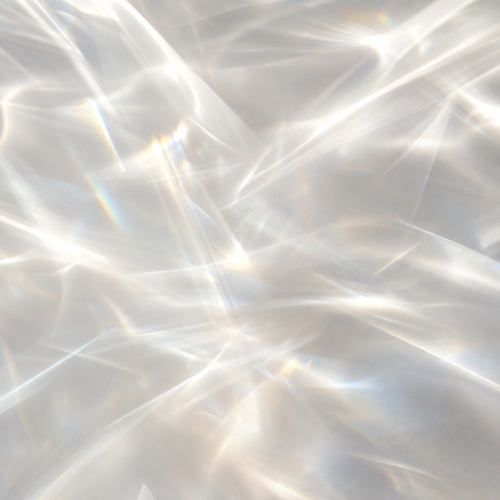 Soft abstract light caustics with pale glass-like refractions and gentle shadows.