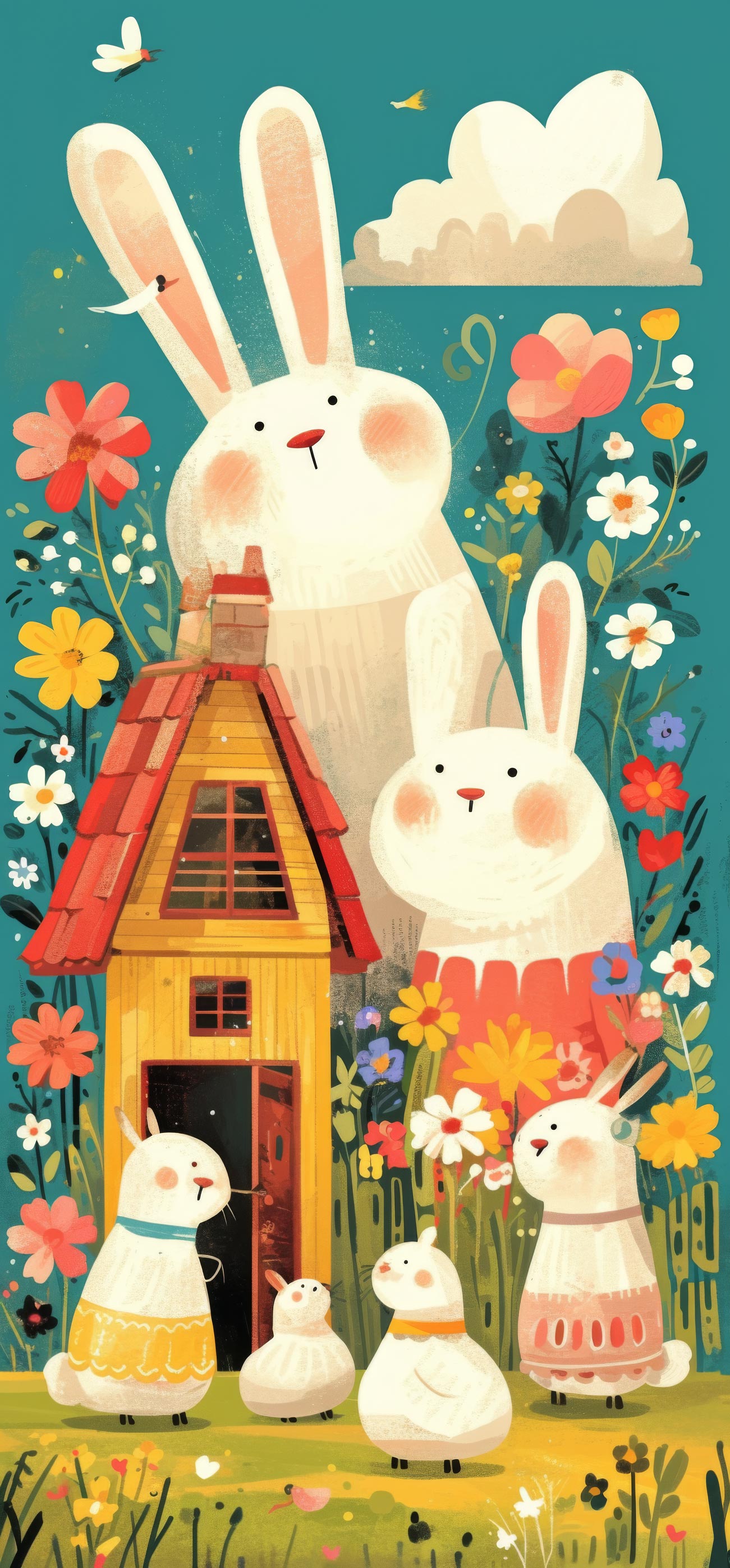 Preview for Whimsical-bunny-family-illustration-easter-phone-background-1c79e