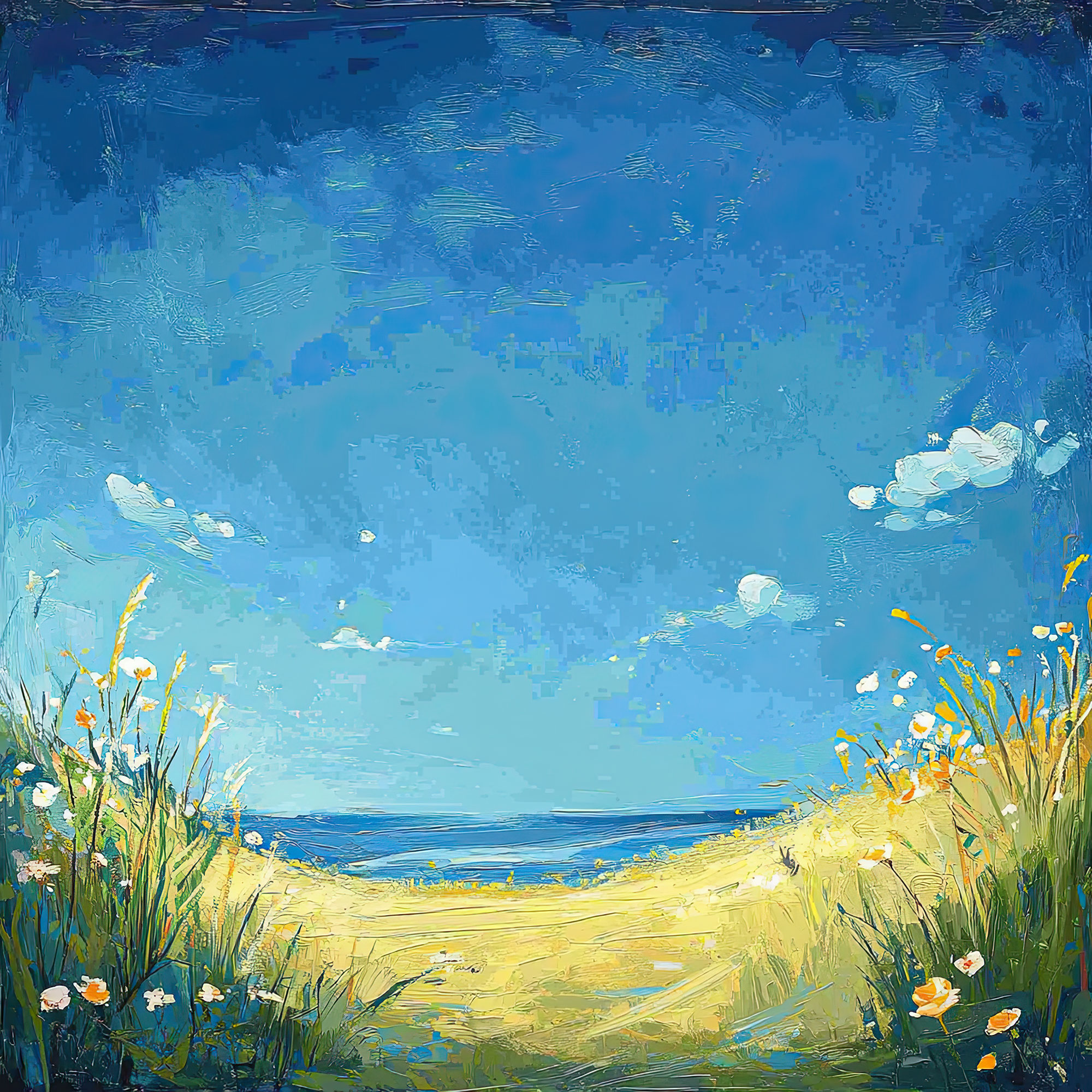 Preview for Serene-beach-landscape-painting-nature-backdrop-background-b02ab