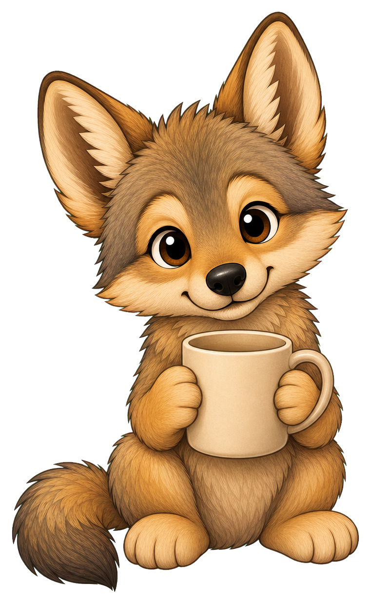 Preview for Coyote Holding Mug Sticker