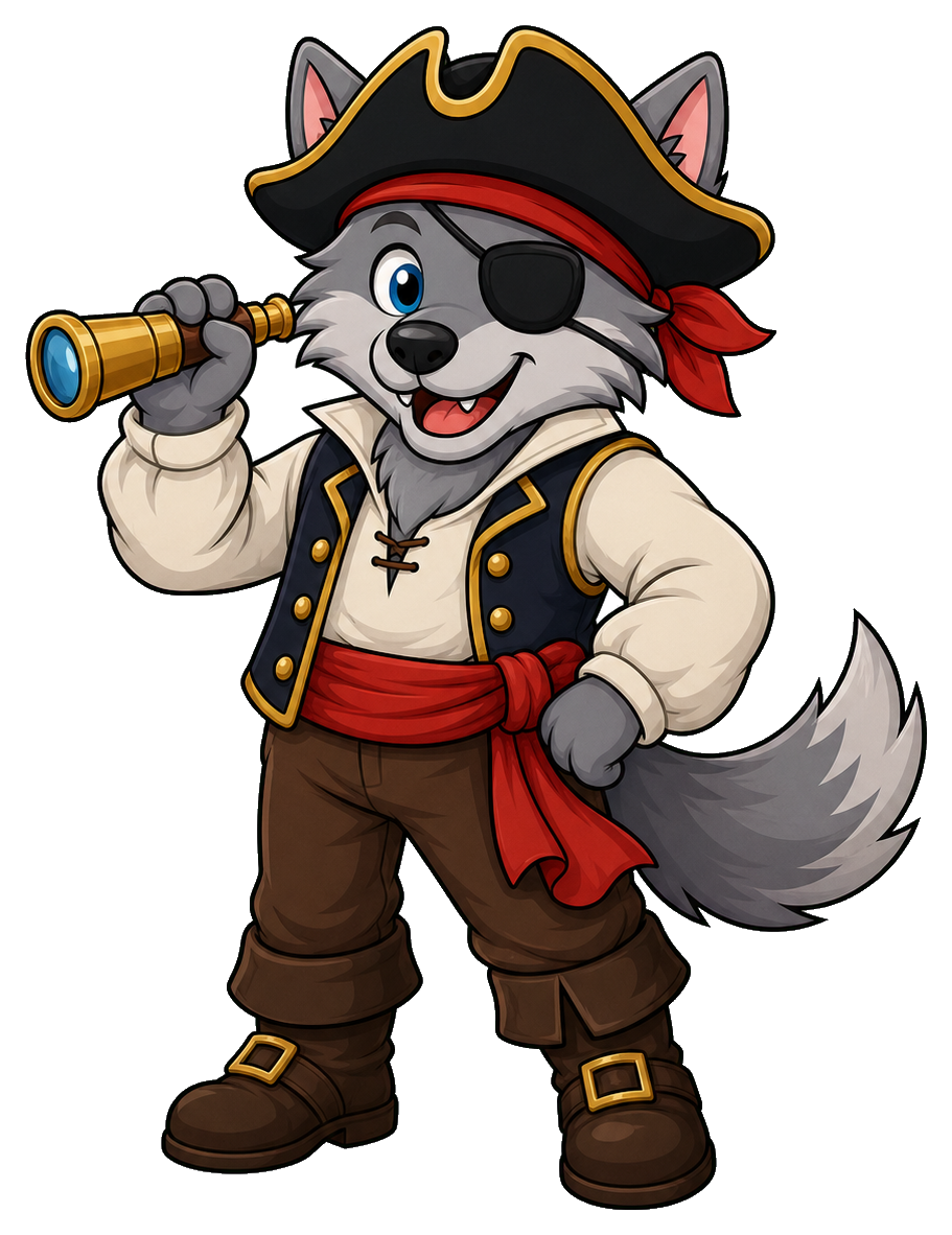 Preview for Pirate Wolf Sticker Graphic