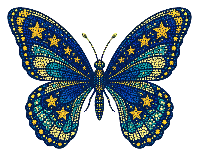 Preview for Pointillist Butterflies Navy Stars