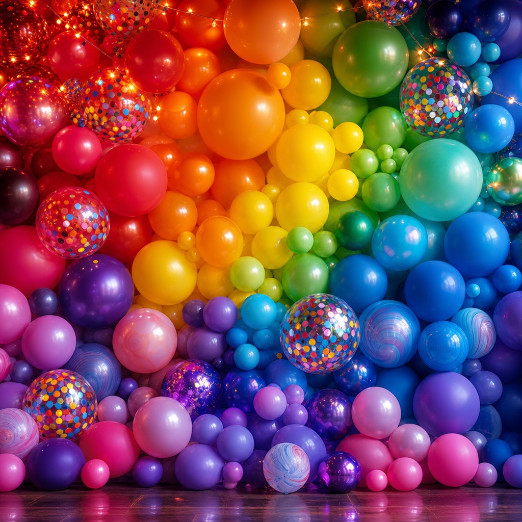 Preview for Rainbow Birthday Balloon Wall Background